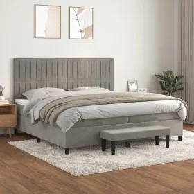 Cama box spring con colchón terciopelo gris claro 200x200 cm de , Camas y somieres - Ref: Foro24-3137983, Precio: 711,65 €, D...