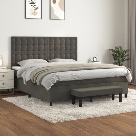 Cama box spring con colchón terciopelo gris oscuro 180x200 cm de , Camas y somieres - Ref: Foro24-3138098, Precio: 621,47 €, ...