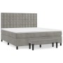Cama box spring con colchón terciopelo gris claro 160x200 cm de , Camas y somieres - Ref: Foro24-3138091, Precio: 587,44 €, D...