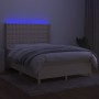 Cama box spring colchón y luces LED tela crema 140x200 cm de , Camas y somieres - Ref: Foro24-3139202, Precio: 553,89 €, Desc...