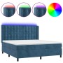 Cama box spring colchón y LED terciopelo azul oscuro 160x200 cm de , Camas y somieres - Ref: Foro24-3139815, Precio: 591,06 €...
