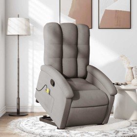 Sillón reclinable de masaje elevable tela gris taupé en Sillones | Comprar online en Foru.es