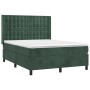 Cama box spring colchón y LED terciopelo verde oscuro 140x200cm de , Camas y somieres - Ref: Foro24-3139808, Precio: 537,87 €...