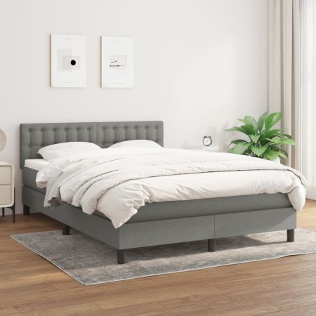 Cama box spring con colchón tela gris oscuro 140x200 cm de , Camas y somieres - Ref: Foro24-3140378, Precio: 446,44 €, Descue...