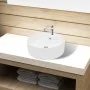 Keramikwaschbecken mit rundem weißem Wasserhahn/Ablaufloch von vidaXL, Sinkt - Ref: Foro24-141938, Preis: 69,88 €, Rabatt: %
