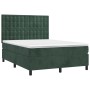 Cama box spring con colchón terciopelo verde oscuro 140x200 cm de , Camas y somieres - Ref: Foro24-3143268, Precio: 533,42 €,...