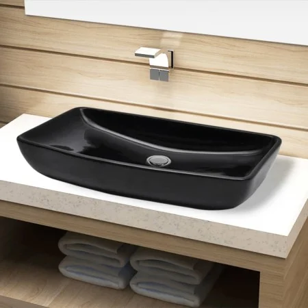 Lavabo de cerámica negro rectangular de vidaXL, Lavabos - Ref: Foro24-141923, Precio: 96,28 €, Descuento: %