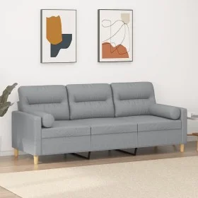 Sofá de 3 plazas con cojines tela gris claro 180 cm de , Sofás - Ref: Foro24-3200829, Precio: 278,72 €, Descuento: %