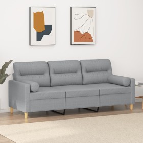 Sofá de 3 plazas con cojines tela gris claro 180 cm de , Sofás - Ref: Foro24-3200829, Precio: 282,63 €, Descuento: %