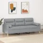 Sofá de 3 plazas con cojines tela gris claro 180 cm de , Sofás - Ref: Foro24-3200829, Precio: 278,72 €, Descuento: %