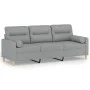 Sofá de 3 plazas con cojines tela gris claro 180 cm de , Sofás - Ref: Foro24-3200829, Precio: 278,72 €, Descuento: %