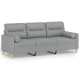 Sofá de 3 plazas con cojines tela gris claro 180 cm de , Sofás - Ref: Foro24-3200829, Precio: 282,63 €, Descuento: %