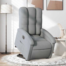 Sillón eléctrico reclinable elevable de tela gris claro en Sillones | Comprar online en Foru.es