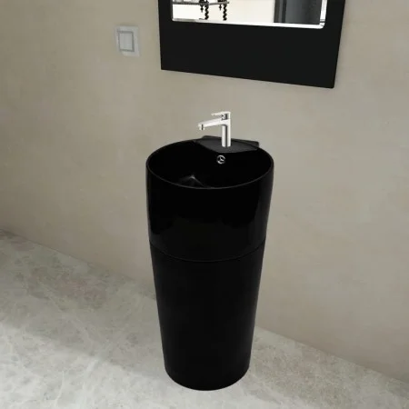 Round Ceramic Basin with Black Tap/Drain Hole by vidaXL, Sinks - Ref: Foro24-141943, Price: 306,87 €, Discount: %