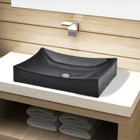 Lavabo de cerámica rectangular color negro de vidaXL, Lavabos - Ref: Foro24-141926, Precio: 89,64 €, Descuento: %