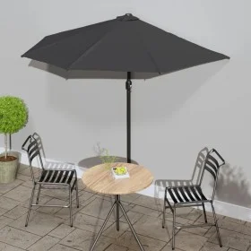 Sombrilla de balcón semicircular palo aluminio gris 270x144 cm de , Sombrillas - Ref: Foro24-44589, Precio: 51,39 €, Descuent...