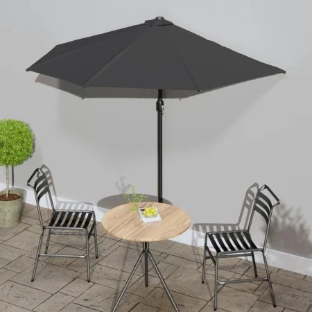 Sombrilla de balcón semicircular palo aluminio gris 270x144 cm de , Sombrillas - Ref: Foro24-44589, Precio: 51,39 €, Descuent...