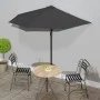 Sombrilla de balcón semicircular palo aluminio gris 270x144 cm de , Sombrillas - Ref: Foro24-44589, Precio: 51,39 €, Descuent...