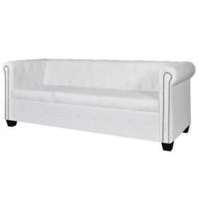 Sofá Chesterfield de 3 plazas cuero sintético blanco de vidaXL, Sofás - Ref: Foro24-242372, Precio: 475,97 €, Descuento: %