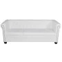 Sofá Chesterfield de 3 plazas cuero sintético blanco de vidaXL, Sofás - Ref: Foro24-242372, Precio: 475,97 €, Descuento: %