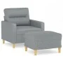 Armchair with stool light gray fabric 60 cm by , Sofas - Ref: Foro24-3201065, Price: 190,78 €, Discount: %
