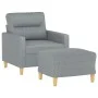 Armchair with stool light gray fabric 60 cm by , Sofas - Ref: Foro24-3201065, Price: 190,78 €, Discount: %