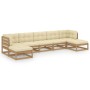 Set de muebles de jardín 7 pzs cojines madera pino marrón miel de , Conjuntos de jardín - Ref: Foro24-3077127, Precio: 645,15...