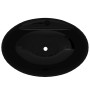 Lavabo de cerámica con agujero para grifo/desagüe negro ovalado de vidaXL, Lavabos - Ref: Foro24-141921, Precio: 67,97 €, Des...