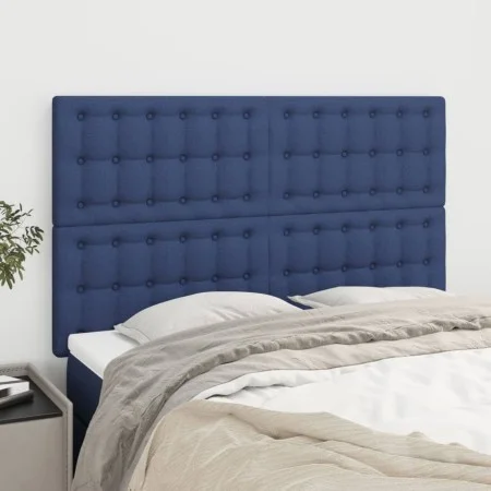Headboards 4 units blue fabric 72x5x78/88 cm by , Headboards and footboards - Ref: Foro24-3116770, Price: 98,91 €, Discount: %
