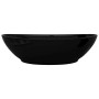 Lavabo de cerámica con agujero para grifo/desagüe negro ovalado de vidaXL, Lavabos - Ref: Foro24-141921, Precio: 67,97 €, Des...