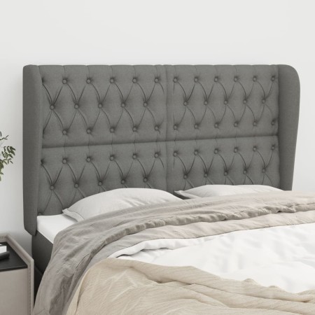 Cabecero con orejas de tela gris oscuro 147x23x118/128 cm de , Cabeceros y pies de cama - Ref: Foro24-3118389, Precio: 137,35...