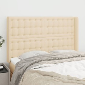 Cabecero con orejas de tela color crema 147x16x118/128 cm de , Cabeceros y pies de cama - Ref: Foro24-3120017, Precio: 134,13...