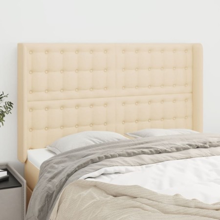Cabecero con orejas de tela color crema 147x16x118/128 cm de , Cabeceros y pies de cama - Ref: Foro24-3120017, Precio: 134,13...