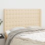 Cabecero con orejas de tela color crema 147x16x118/128 cm de , Cabeceros y pies de cama - Ref: Foro24-3120017, Precio: 134,13...