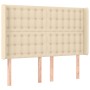 Cabecero con orejas de tela color crema 147x16x118/128 cm de , Cabeceros y pies de cama - Ref: Foro24-3120017, Precio: 134,13...
