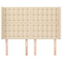 Cabecero con orejas de tela color crema 147x16x118/128 cm de , Cabeceros y pies de cama - Ref: Foro24-3120017, Precio: 134,13...