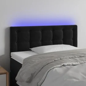 Kopfteil aus schwarzem Samt mit LED 80x5x78/88 cm von , Kopf- und Fußteile - Ref: Foro24-3122078, Preis: 42,88 €, Rabatt: %