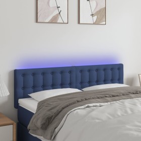 Cabecero con LED de tela azul 144x5x78/88 cm de , Cabeceros y pies de cama - Ref: Foro24-3122050, Precio: 60,69 €, Descuento: %