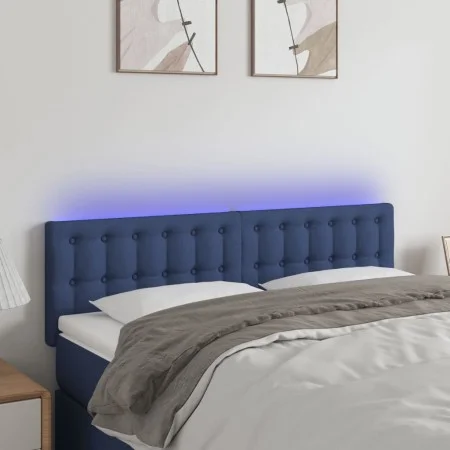 Blue fabric LED headboard 144x5x78/88 cm by , Headboards and footboards - Ref: Foro24-3122050, Price: 58,20 €, Discount: %