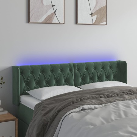 Cabecero con LED de terciopelo verde oscuro 163x16x78/88 cm de , Cabeceros y pies de cama - Ref: Foro24-3123629, Precio: 96,1...
