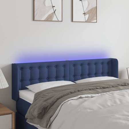 Cabecero con LED de tela azul 147x16x78/88 cm de , Cabeceros y pies de cama - Ref: Foro24-3123674, Precio: 68,27 €, Descuento: %