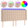 Cabecero con LED cuero sintético capuchino 147x16x118/128cm de , Cabeceros y pies de cama - Ref: Foro24-3124143, Precio: 139,...