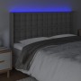 Cabecero con LED cuero sintético gris 163x16x118/128cm de , Cabeceros y pies de cama - Ref: Foro24-3124148, Precio: 132,53 €,...