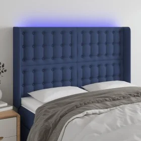 Cabecero con LED de tela azul 147x16x118/128 cm de , Cabeceros y pies de cama - Ref: Foro24-3124486, Precio: 115,25 €, Descue...
