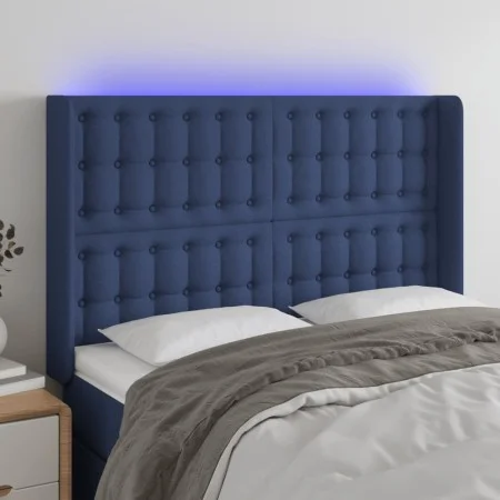 LED-Kopfteil aus blauem Stoff, 147 x 16 x 118/128 cm von , Kopf- und Fußteile - Ref: Foro24-3124486, Preis: 115,25 €, Rabatt: %