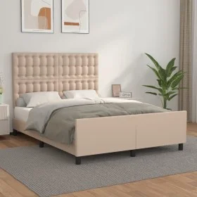 Cappuccino synthetic leather headboard bed frame 140x190cm by , Beds and slatted bases - Ref: Foro24-3125572, Price: 214,59 €...