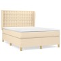 Cama box spring con colchón tela color crema 140x200 cm de , Camas y somieres - Ref: Foro24-3128850, Precio: 551,55 €, Descue...