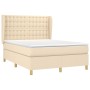 Cama box spring con colchón tela color crema 140x200 cm de , Camas y somieres - Ref: Foro24-3128850, Precio: 551,55 €, Descue...