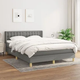 Box spring bed with dark gray fabric mattress 140x190 cm by , Beds and slatted bases - Ref: Foro24-3130586, Price: 511,98 €, ...