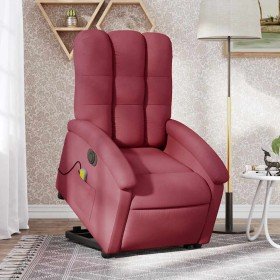 Sillón de masaje elevable eléctrico tela rojo tinto en Sillones | Comprar online en Foru.es